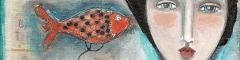 Lady with gold fish balloon
